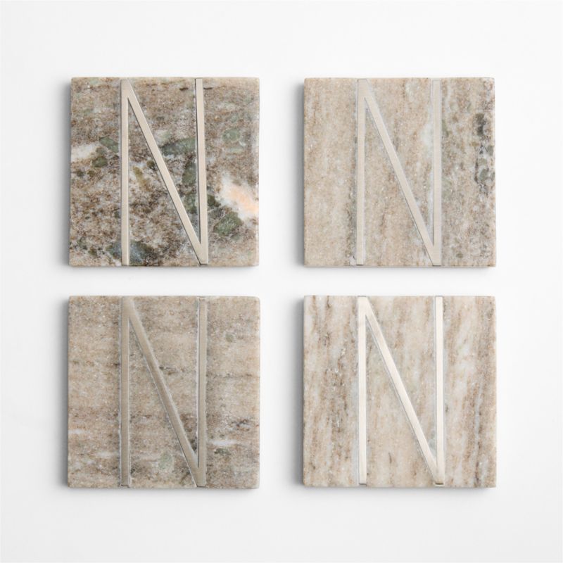 Tuscan Kitchen Marble "N" Monogram Coasters, Set of 4 - image 3 of 4