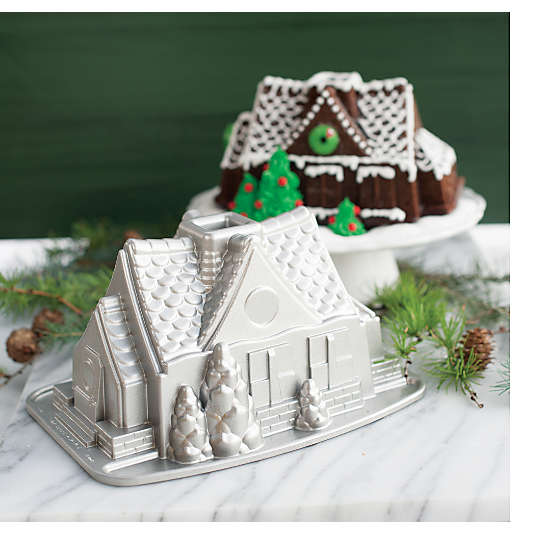 Moule à Cake Maison De Pain D'Épices - Moule Bundt Noël En Aluminium | Décoration De Fêtes & Pâtisserie Familiale