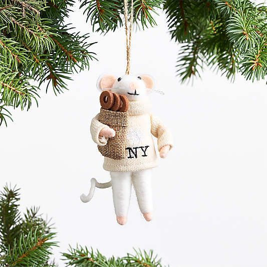 Felted Wool NYC Mouse Christmas Tree Ornament