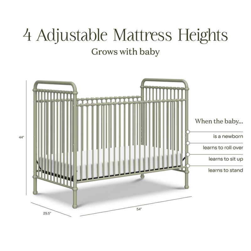 Namesake Abigail Heirloom Sage Iron 3-in-1 Convertible Crib - image 1 of 3
