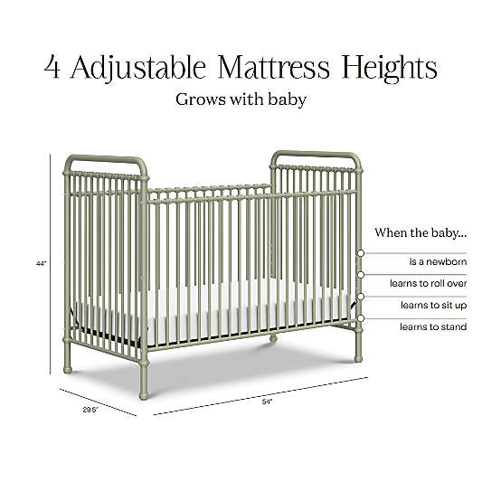 Namesake Abigail Heirloom Sage Iron 3-in-1 Convertible Crib