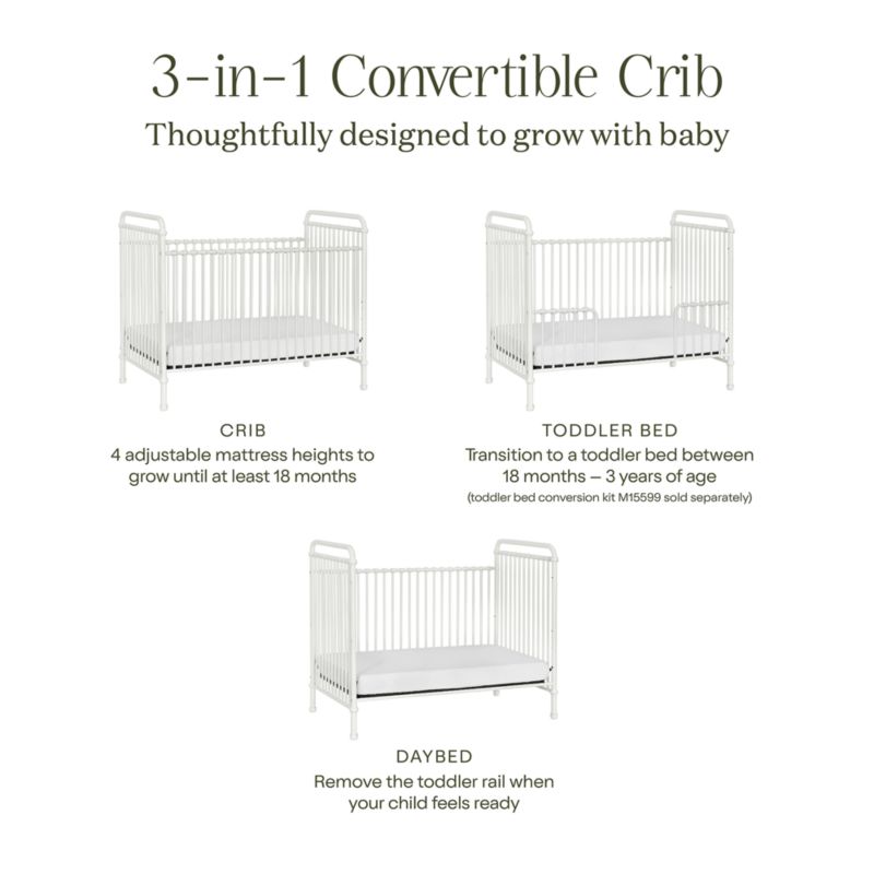 Namesake Abigail Washed White Iron 3-in-1 Convertible Crib - image 2 of 4