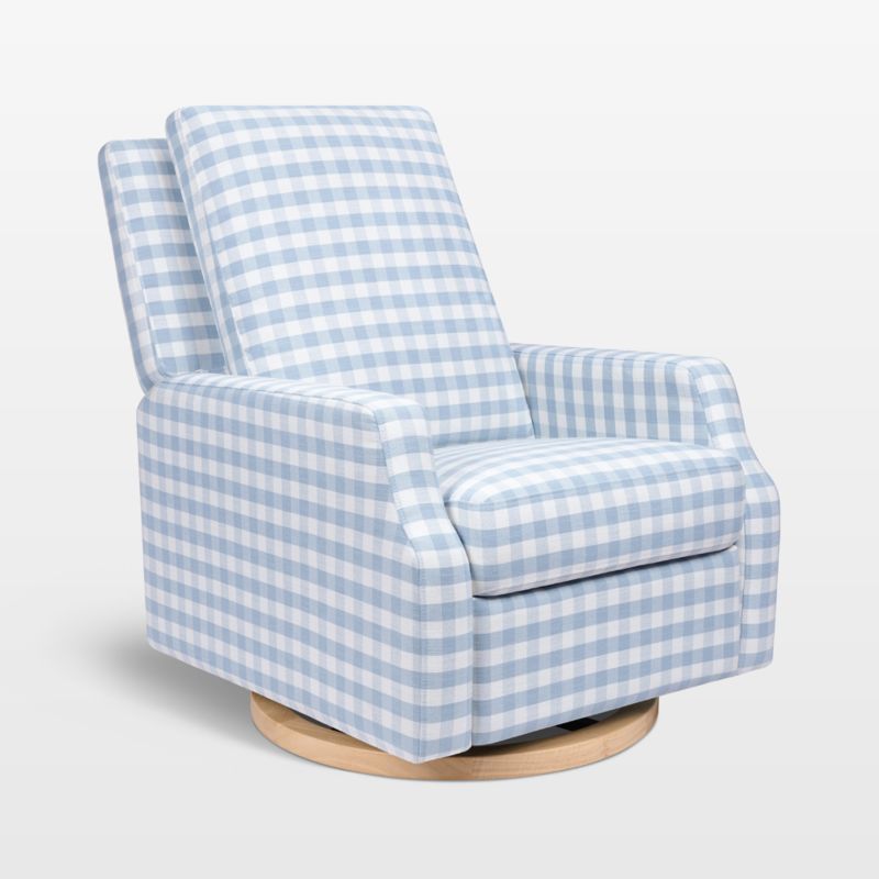 Namesake Crewe Blue Gingham Swivel Glider Power Recliner Nursery Chair - image 1 of 6