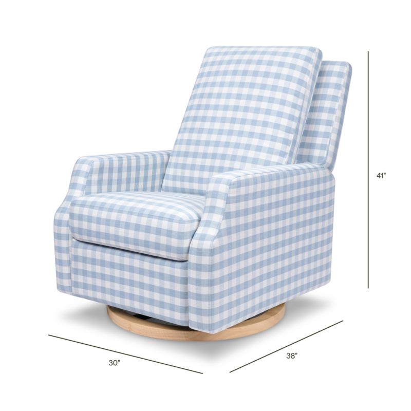 Namesake Crewe Blue Gingham Swivel Glider Power Recliner Nursery Chair - image 3 of 6