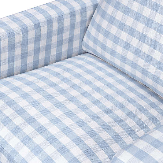 Namesake Crewe Blue Gingham Swivel Glider Power Recliner Nursery Chair