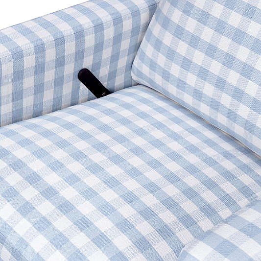 Namesake Crewe Blue Gingham Swivel Glider Power Recliner Nursery Chair