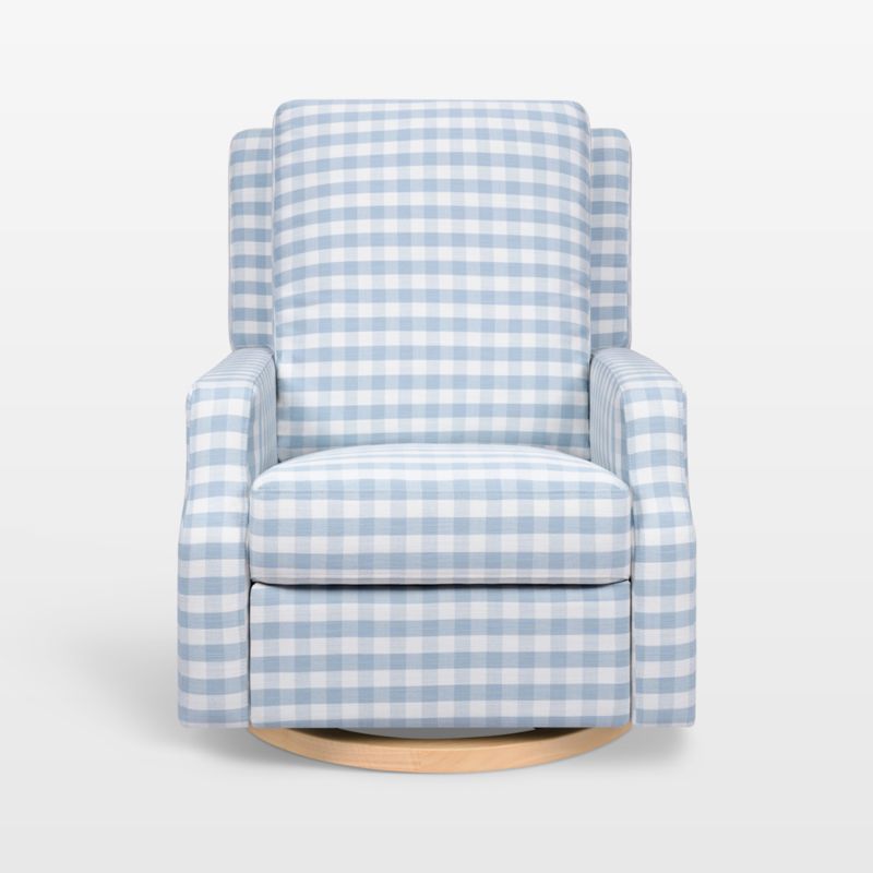 Namesake Crewe Blue Gingham Swivel Glider Power Recliner Nursery Chair - image 2 of 6
