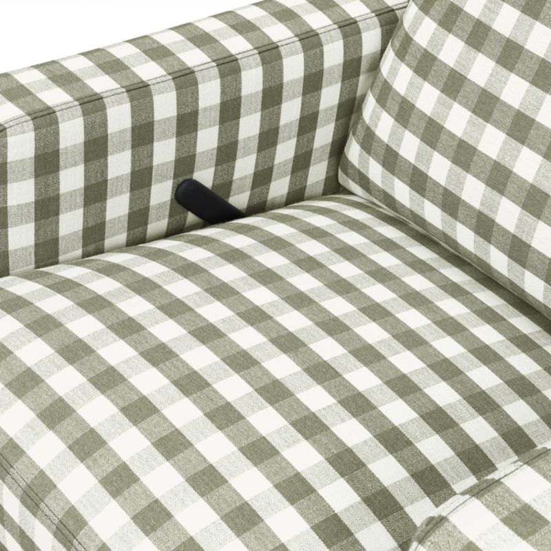 Namesake Crewe Moss Green Gingham Swivel Glider Power Recliner Nursery Chair - image 4 of 6