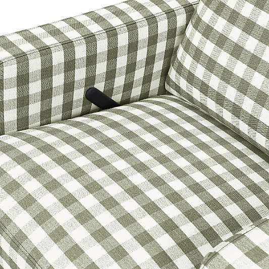 Namesake Crewe Moss Green Gingham Swivel Glider Power Recliner Nursery Chair