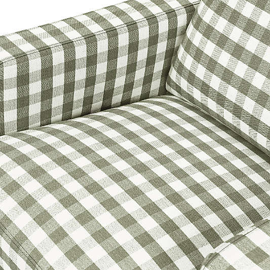 Namesake Crewe Moss Green Gingham Swivel Glider Power Recliner Nursery Chair