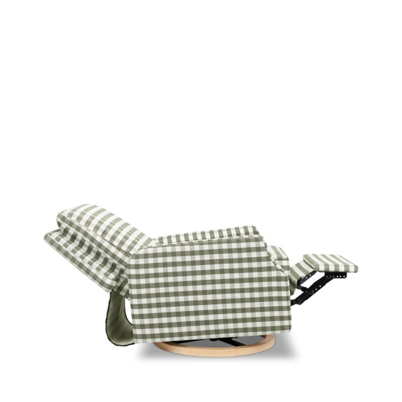Namesake Crewe Moss Green Gingham Swivel Glider Power Recliner Nursery Chair - image 3 of 6
