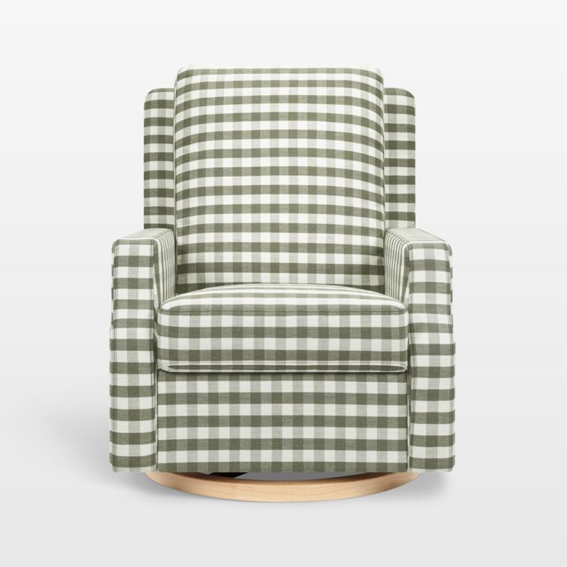 Namesake Crewe Moss Green Gingham Swivel Glider Power Recliner Nursery Chair - image 1 of 6