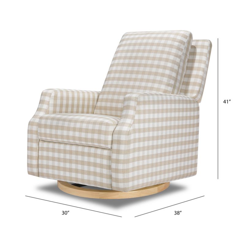 Namesake Crewe Tan Gingham Swivel Glider Power Recliner Nursery Chair - image 5 of 6