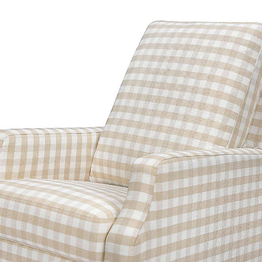 Namesake Crewe Tan Gingham Swivel Glider Power Recliner Nursery Chair