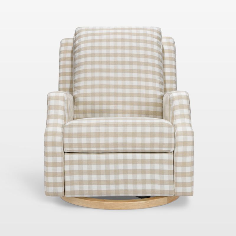 Namesake Crewe Tan Gingham Swivel Glider Power Recliner Nursery Chair - image 2 of 6