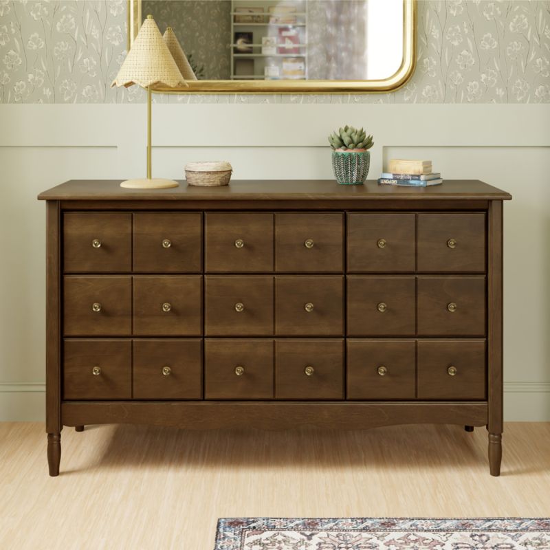 Namesake Liberty 56" Natural Walnut Wood 9-Drawer Wide Kids Dresser - image 1 of 4