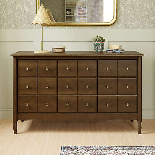 Namesake Liberty 56" Natural Walnut Wood 9-Drawer Wide Kids Dresser