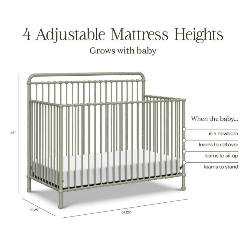 Namesake Winston Heirloom Sage Iron 4-in-1 Convertible Crib - image 3 of 5