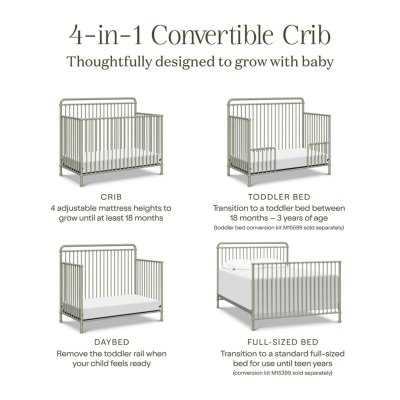 Namesake Winston Heirloom Sage Iron 4-in-1 Convertible Crib - image 4 of 5