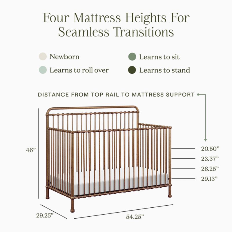 Namesake Winston Vintage Gold Iron 4-in-1 Convertible Crib - image 3 of 6