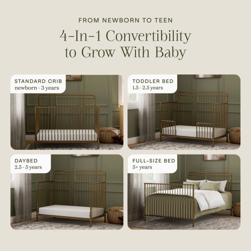 Namesake Winston Vintage Gold Iron 4-in-1 Convertible Crib - image 5 of 6