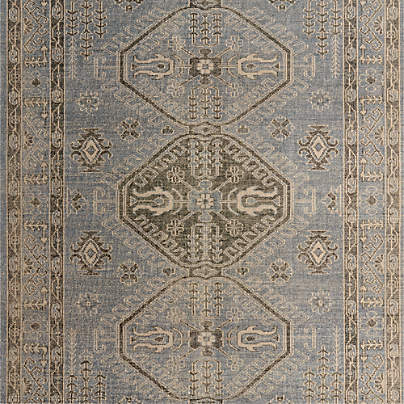 Naples Performance Traditional Blue Handknotted Area Rug 6'x9'