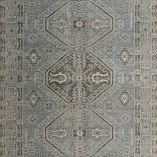 Naples Performance Traditional Blue Handknotted Area Rug 9'x12'