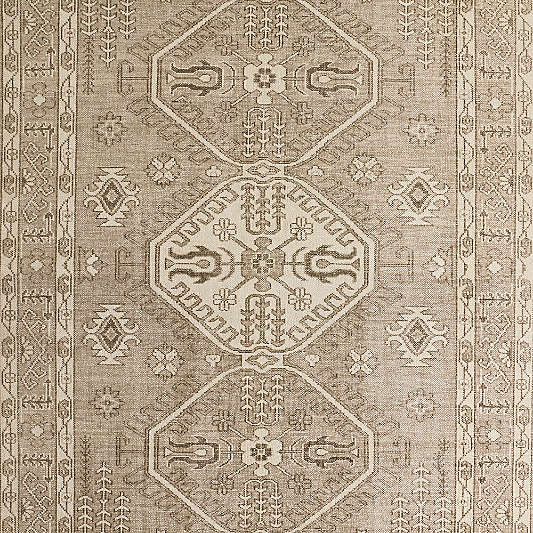 Naples Performance Traditional Ivory Handknotted Rug Swatch 12"x18"