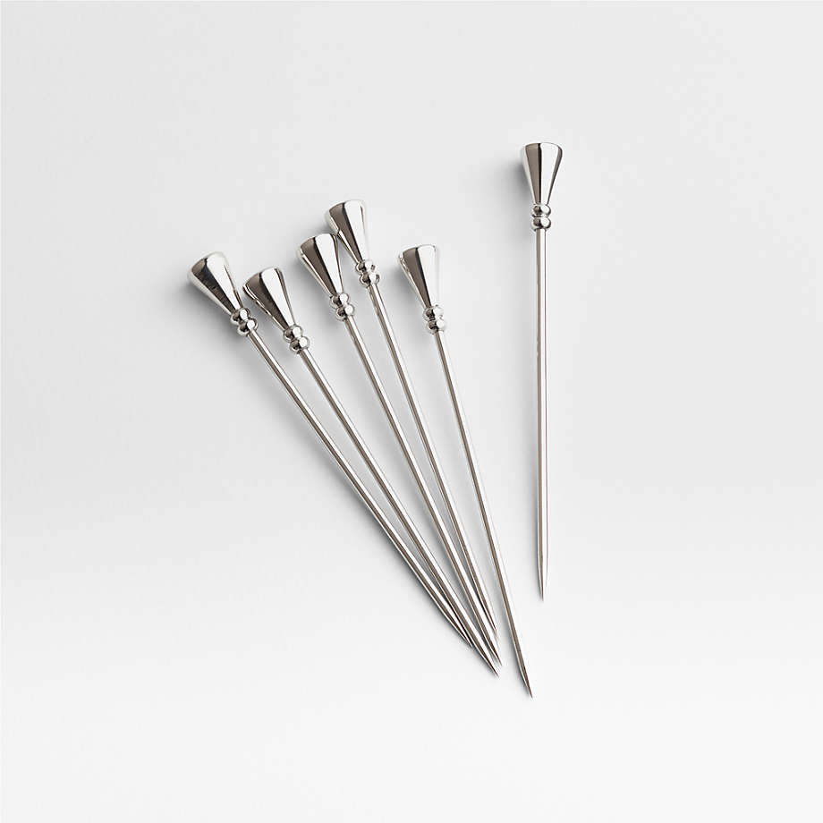 Nara Stainless Steel Cocktail Picks, Set of 6 + Reviews | Crate & Barrel