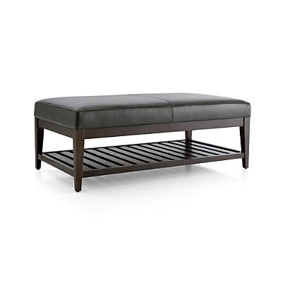 Nash Leather Rectangular Ottoman with Slats