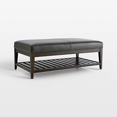 Nash Leather Rectangular Ottoman with Slats