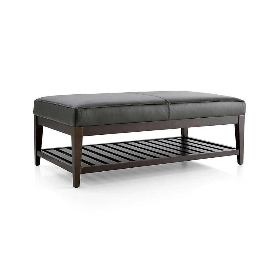 Faux leather rectangular deals ottoman