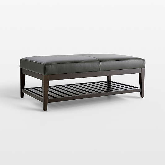 Nash Leather Rectangular Ottoman with Slats