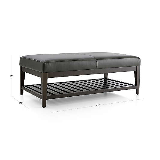 Nash Leather Rectangular Ottoman with Slats