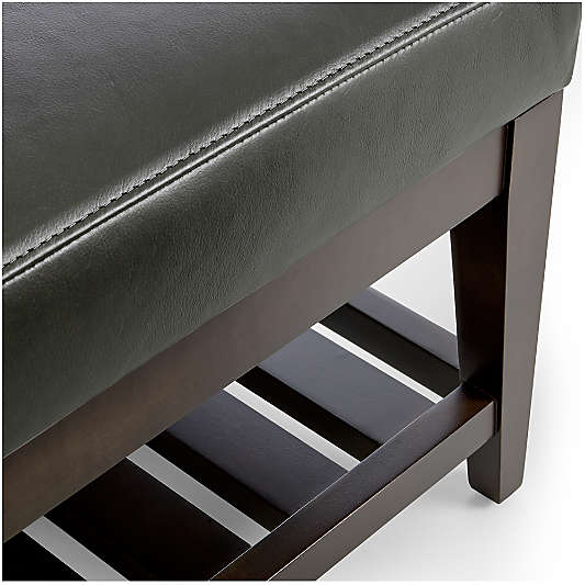 Nash Leather Rectangular Ottoman with Slats