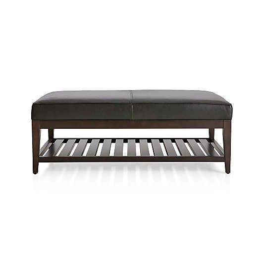 Nash Leather Rectangular Ottoman with Slats