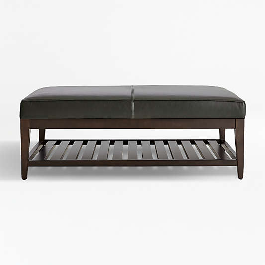 Nash Leather Rectangular Ottoman with Slats