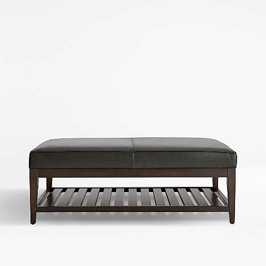 Nash Leather Rectangular Ottoman with Slats