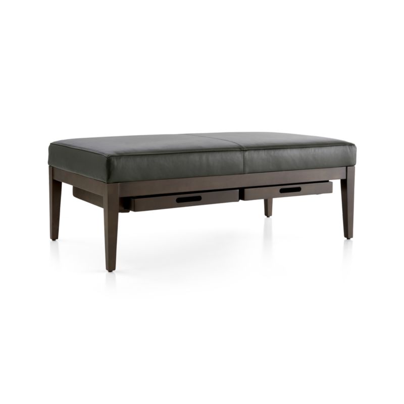 Nash Leather Rectangular Ottoman with Tray - image 5 of 10