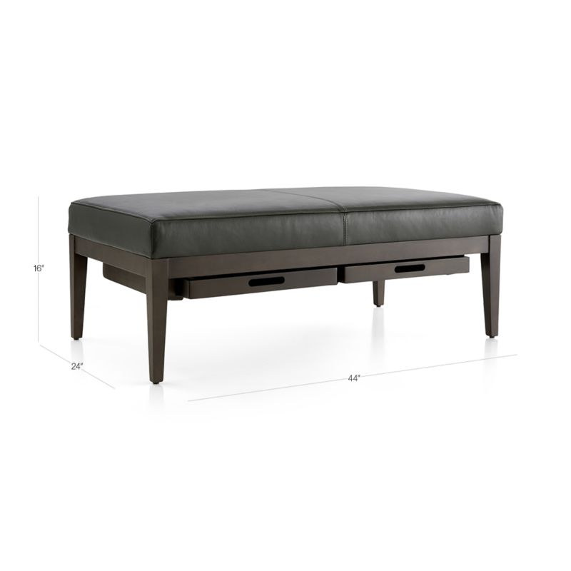 View Nash Leather Rectangular Ottoman with Tray - image 3 of 10