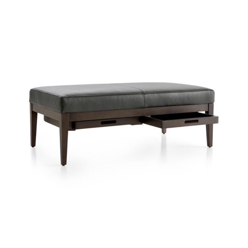 Nash Leather Rectangular Ottoman with Tray - image 6 of 10