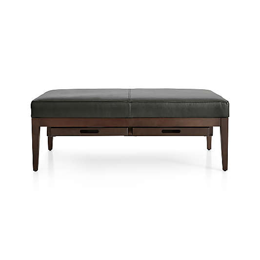 Nash Leather Rectangular Ottoman with Tray