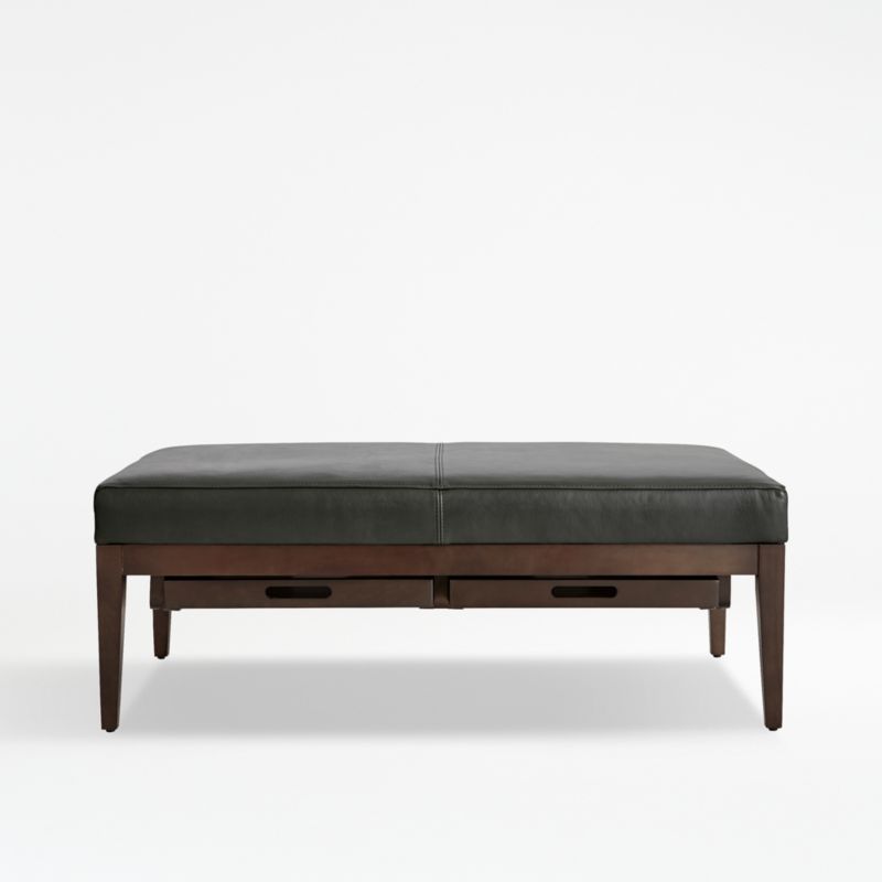 Nash Leather Rectangular Ottoman with Tray - image 1 of 10