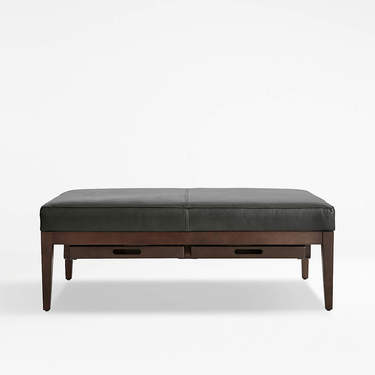 Nash Leather Rectangular Ottoman with Tray + Reviews Crate & Barrel