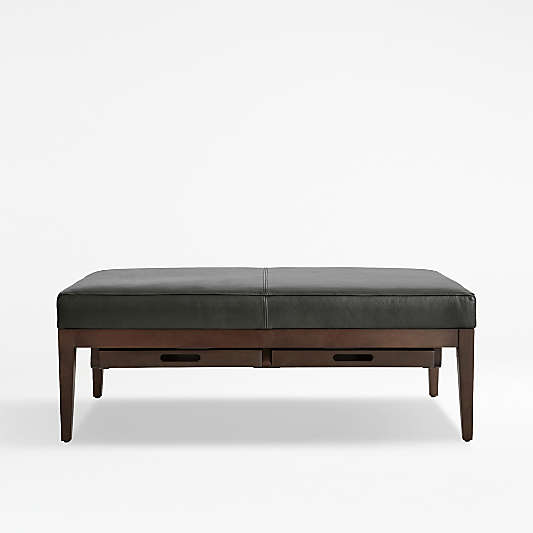 Nash Leather Rectangular Ottoman with Tray