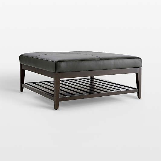 Nash Leather Square Ottoman with Slats