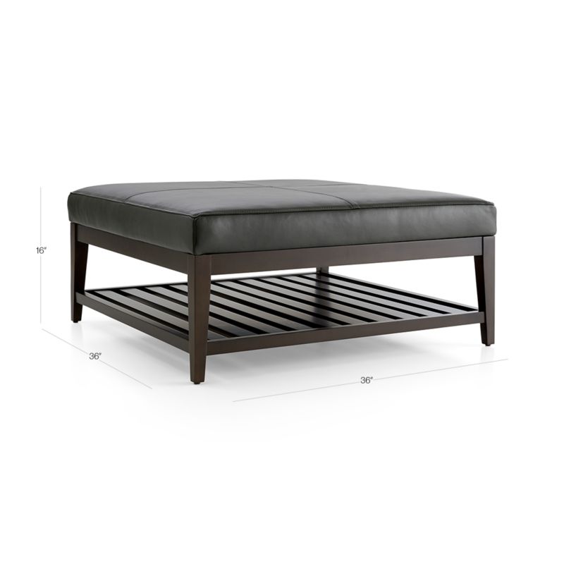 View Nash Leather Square Ottoman with Slats - image 3 of 7