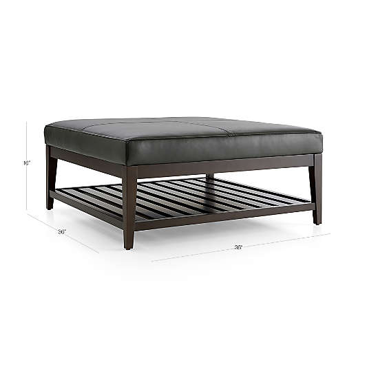 Nash Leather Square Ottoman with Slats