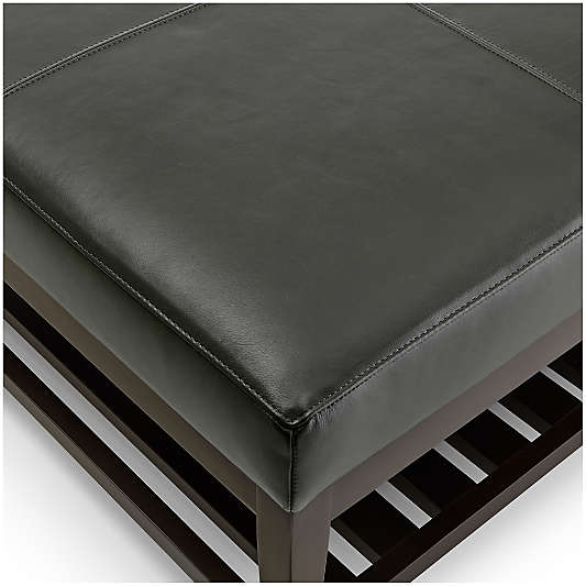 Nash Leather Square Ottoman with Slats