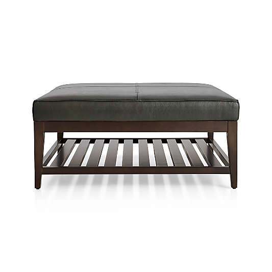 Nash Leather Square Ottoman with Slats